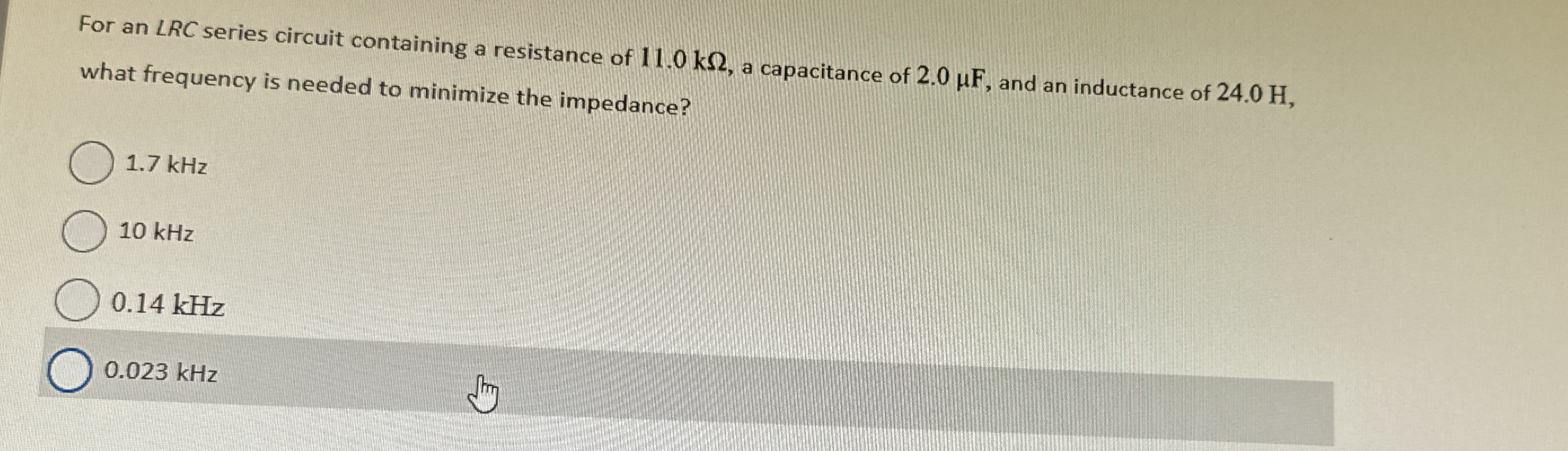 For an ? ? R C series circuit containing a