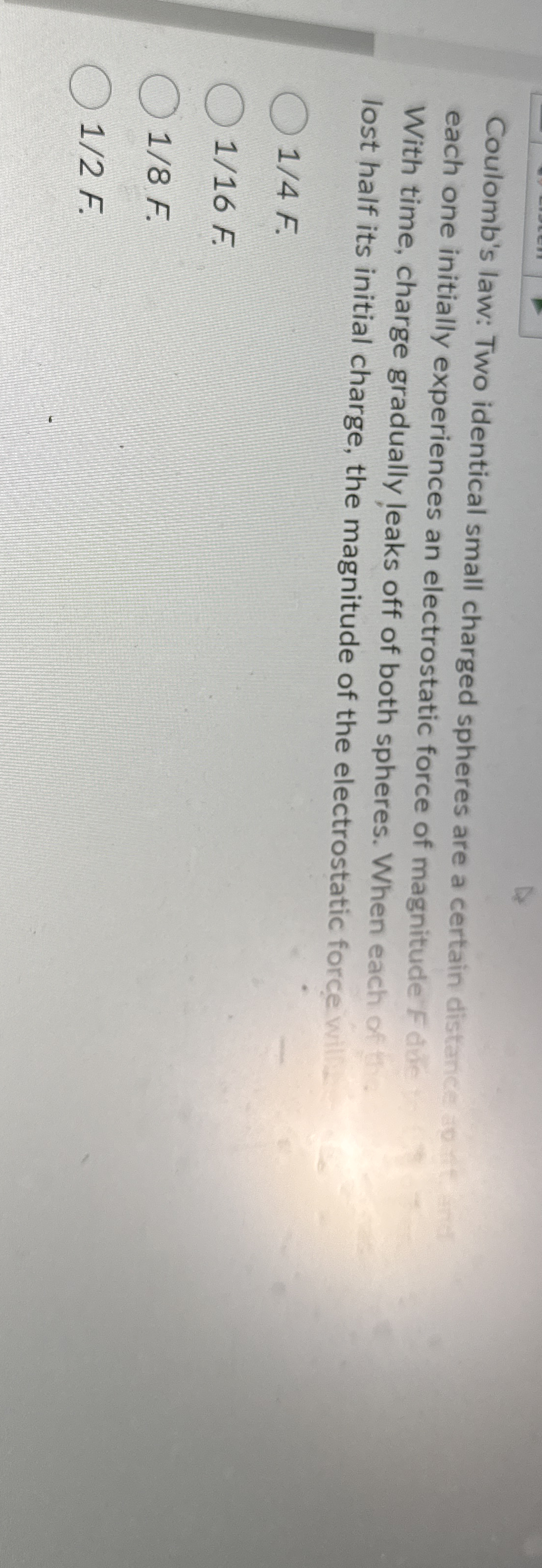 Coulomb's law: Two identical small charged