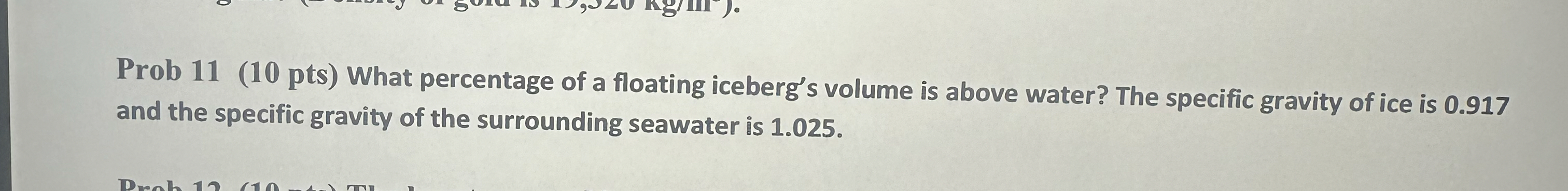 Prob 1 1 ( 1 0 pts ) What percentage of a