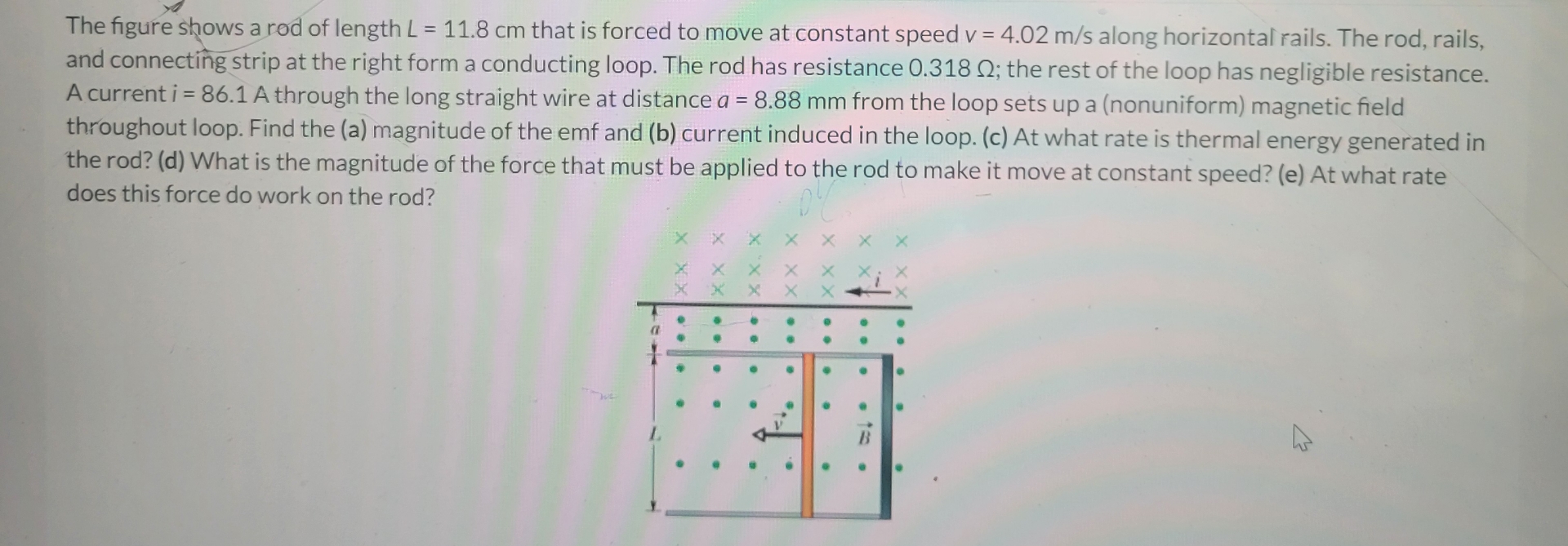 The figure shows a rod of length L = 1 1 . 8 c m