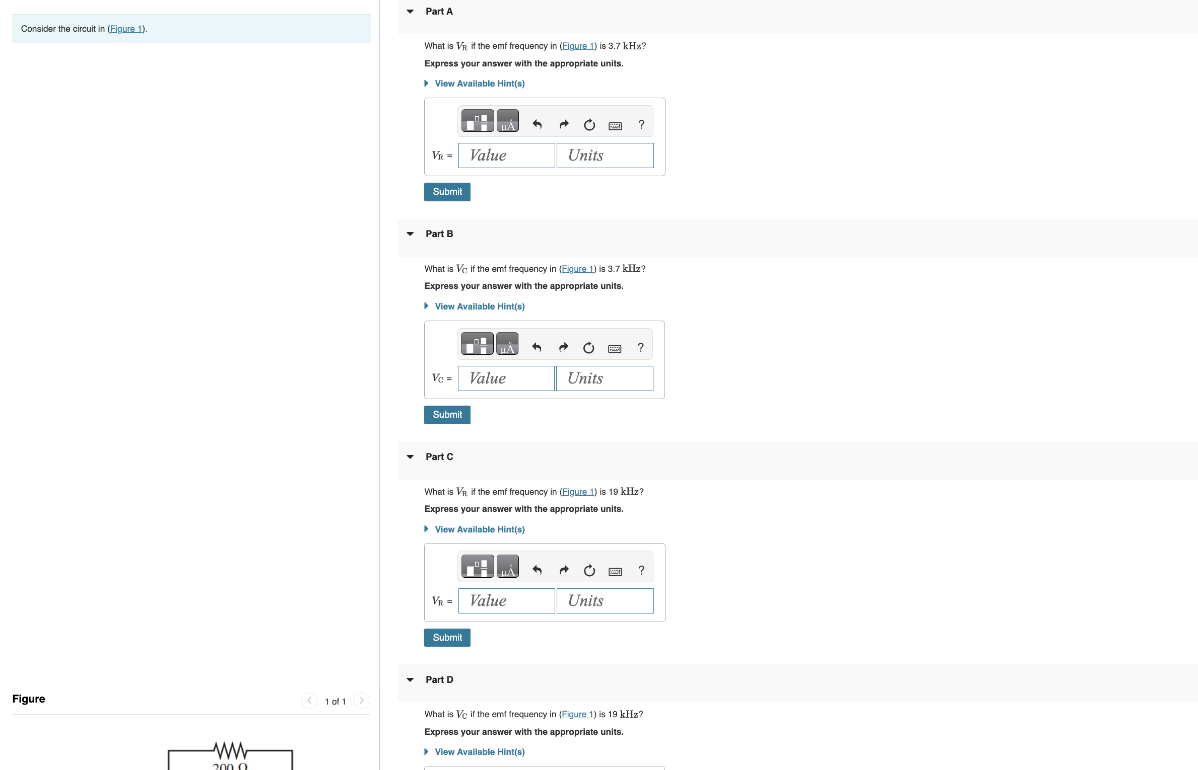 What is \ ( V _ { \ mathrm { R } } \ ) if the emf