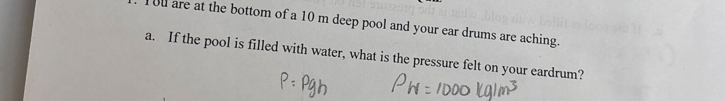 are at the bottom of a 1 0 m deep pool and your