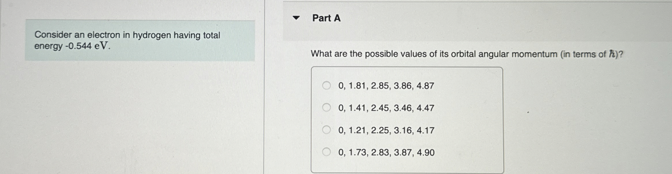 Consider an electron in hydrogen having total