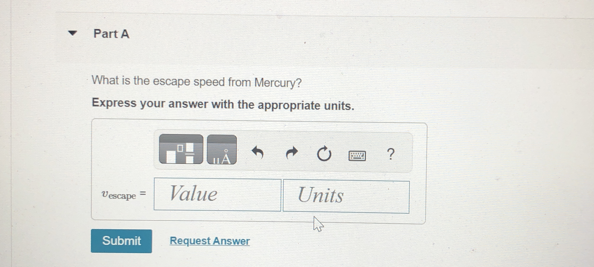 Part A What is the escape speed from Mercury?