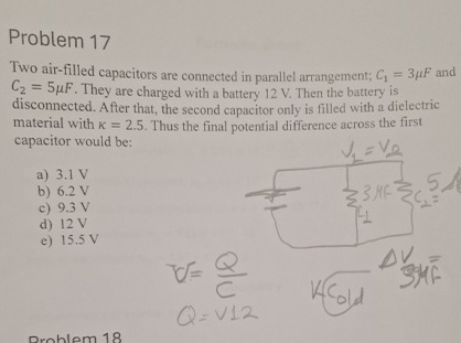 Problem 1 7 Two air - filled capacitors are