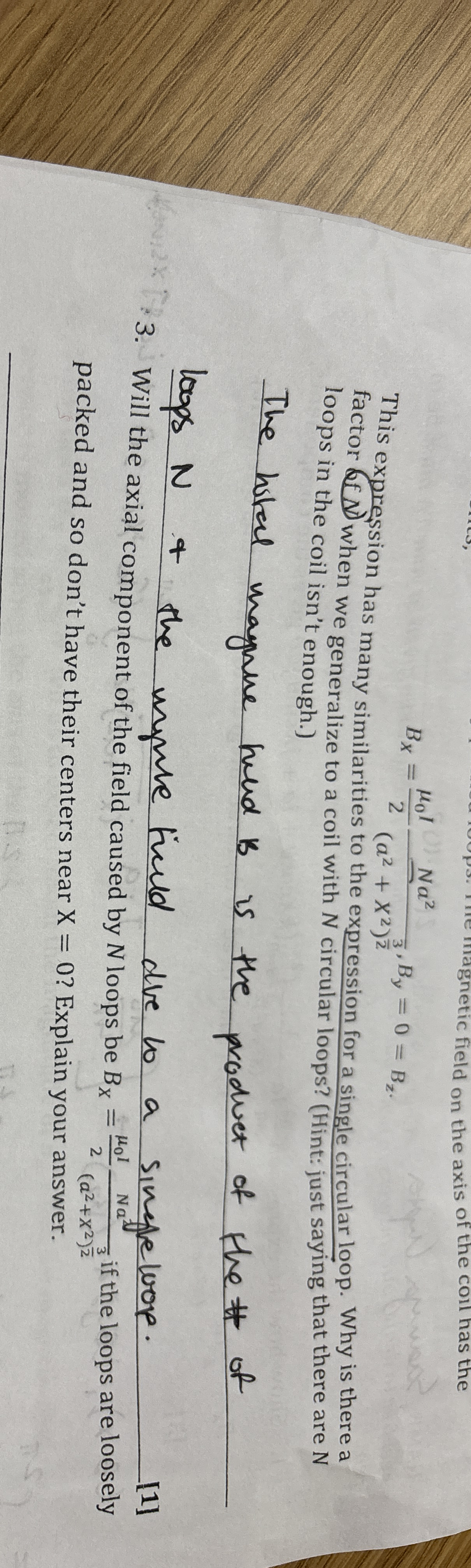 B x = 0 I 2 N a 2 ( a 2 + x 2 ) 3 2 , B y = 0 = B
