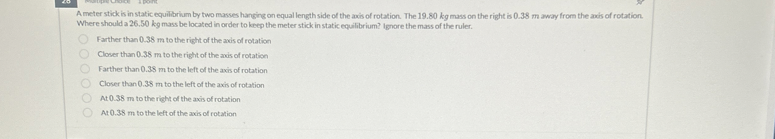 A meter stick is in static equilibrium by two