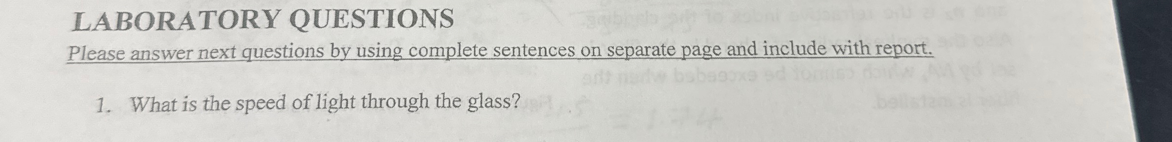 What is the speed of light through the glass?