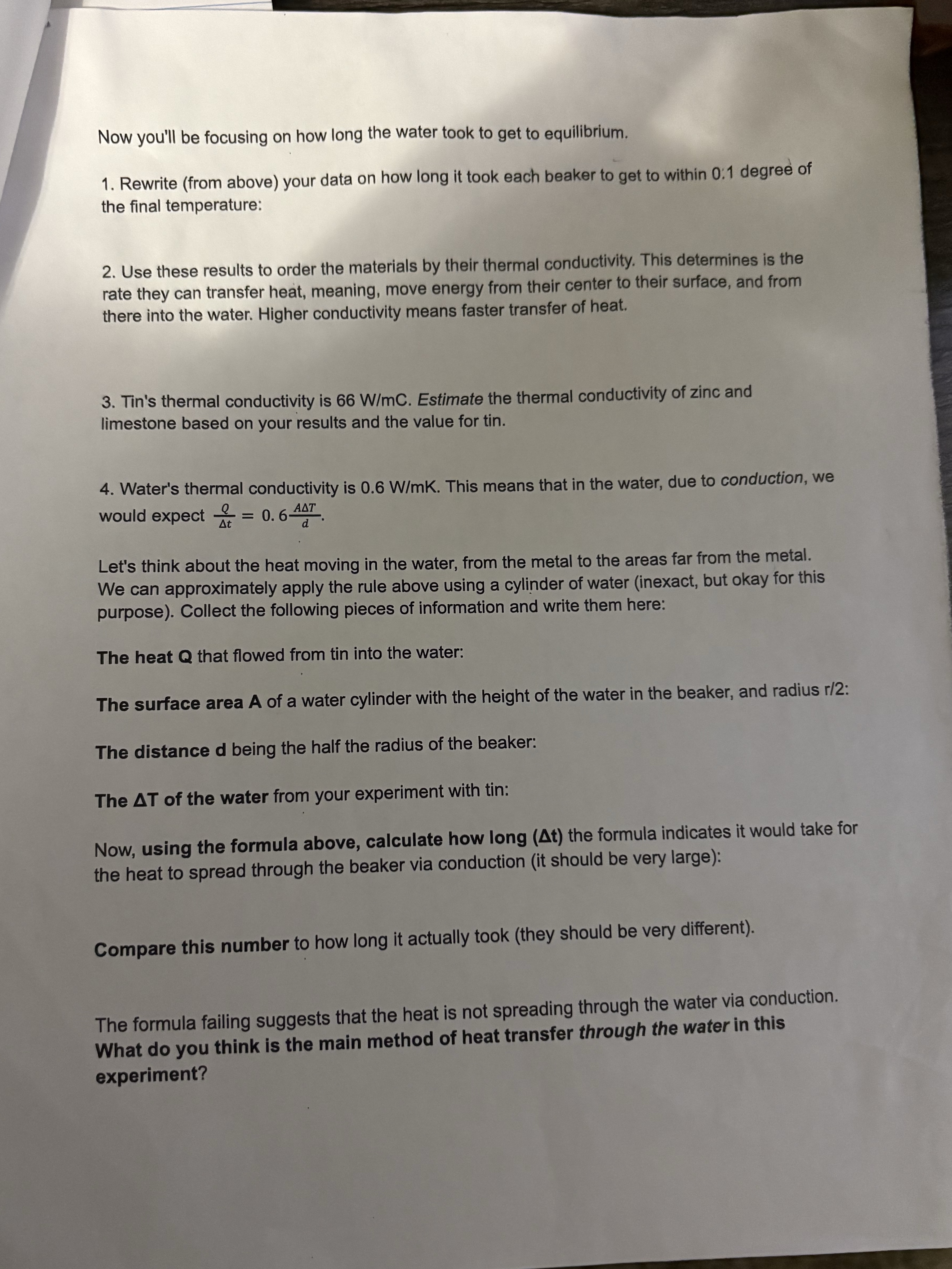 Now you'll be focusing on how long the water took