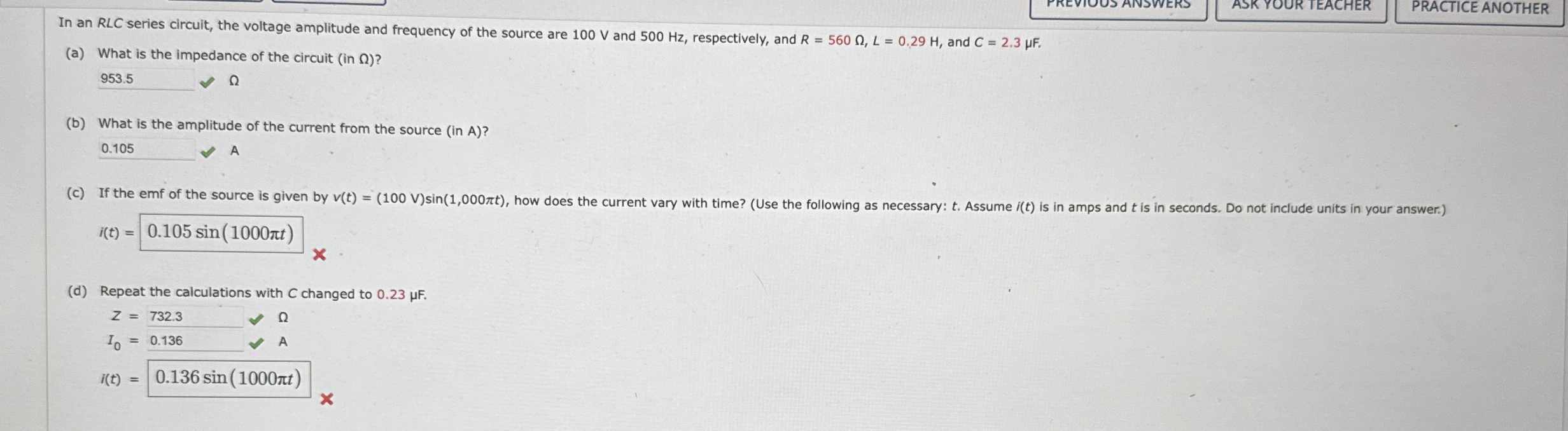 In an RLC series circuit, the voltage amplitude