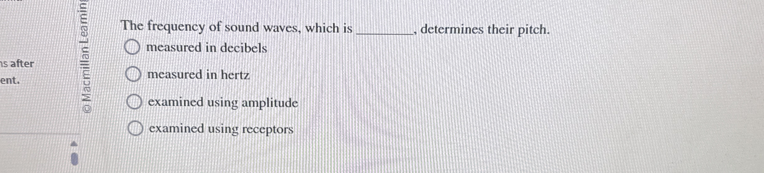The frequency of sound waves, which is determines