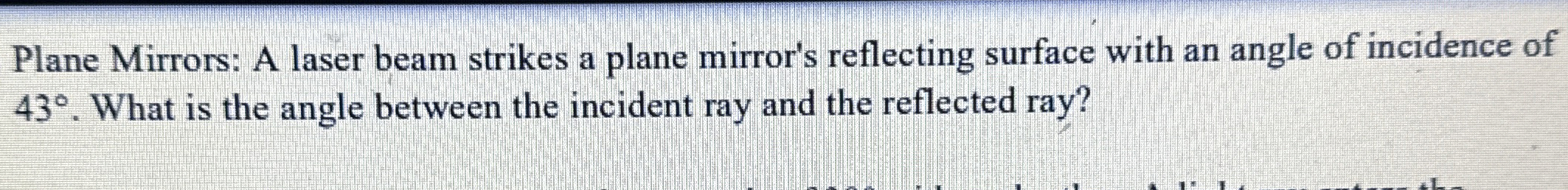 Plane Mirrors: A laser beam strikes a plane