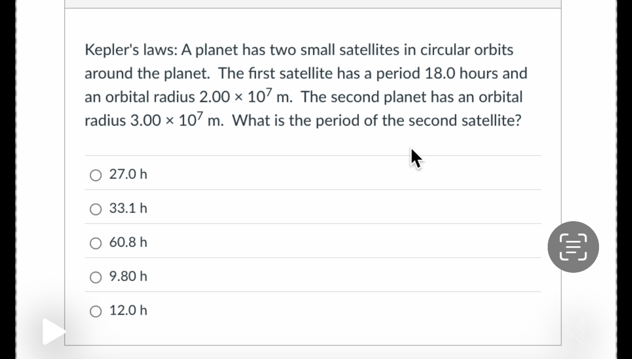 Kepler's laws: A planet has two small satellites