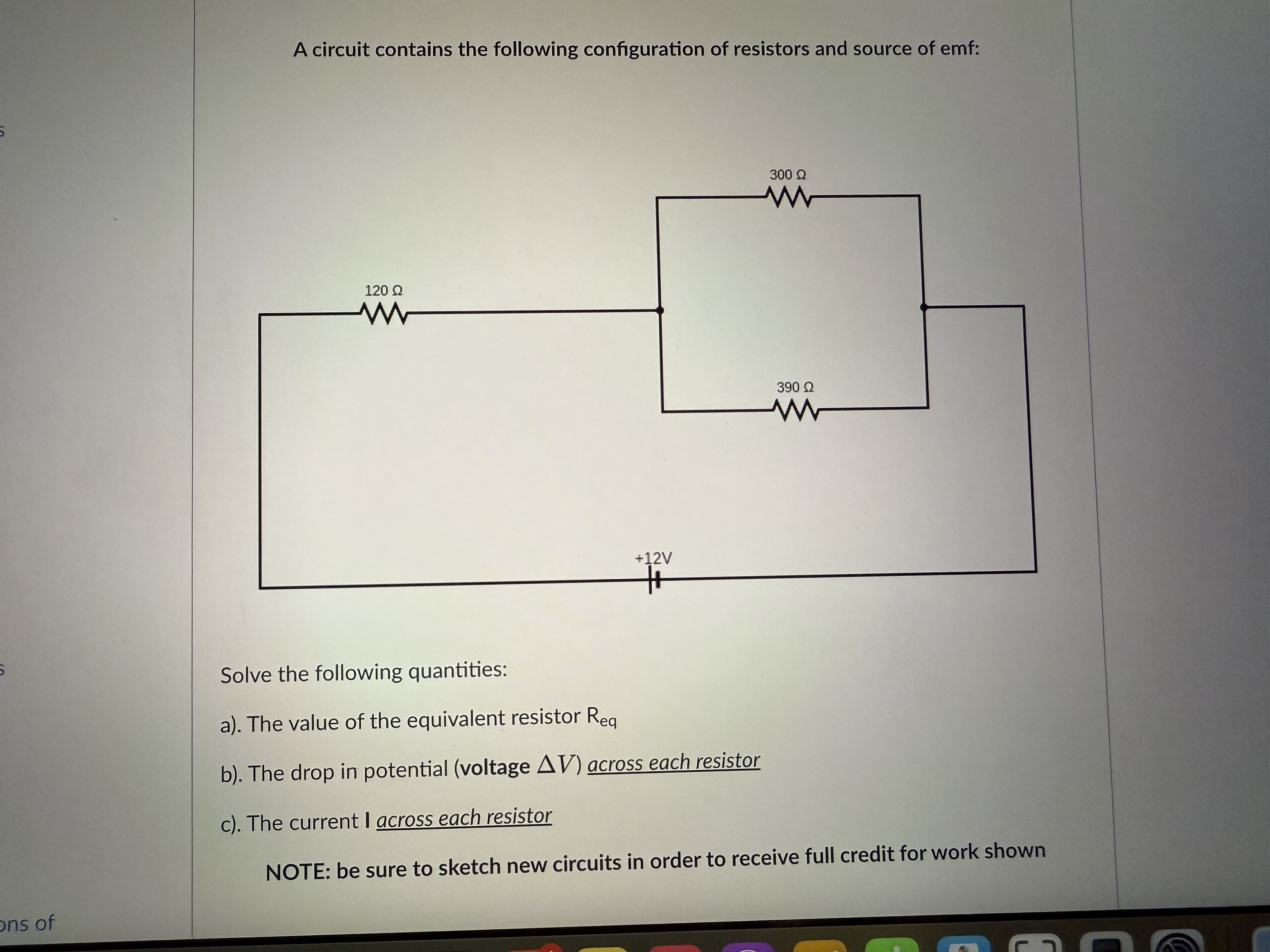 A circuit contains the following configuration of