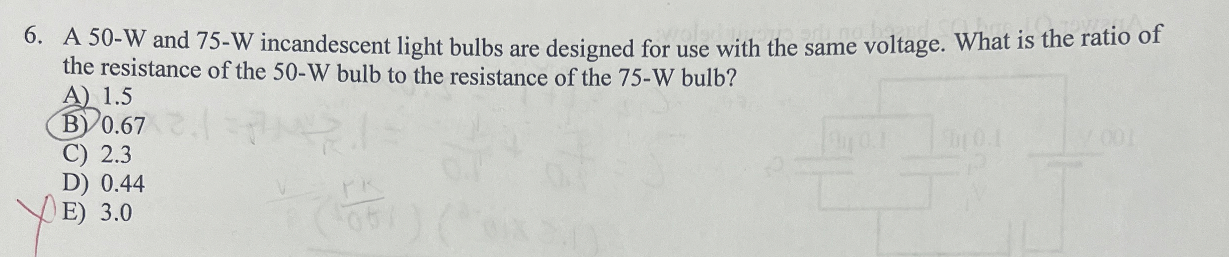 A 5 0 - W and 7 5 - W incandescent light bulbs