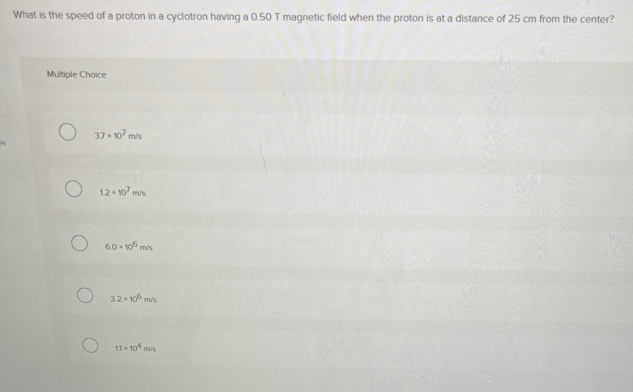 What is the speed of a proton in a cyclotron