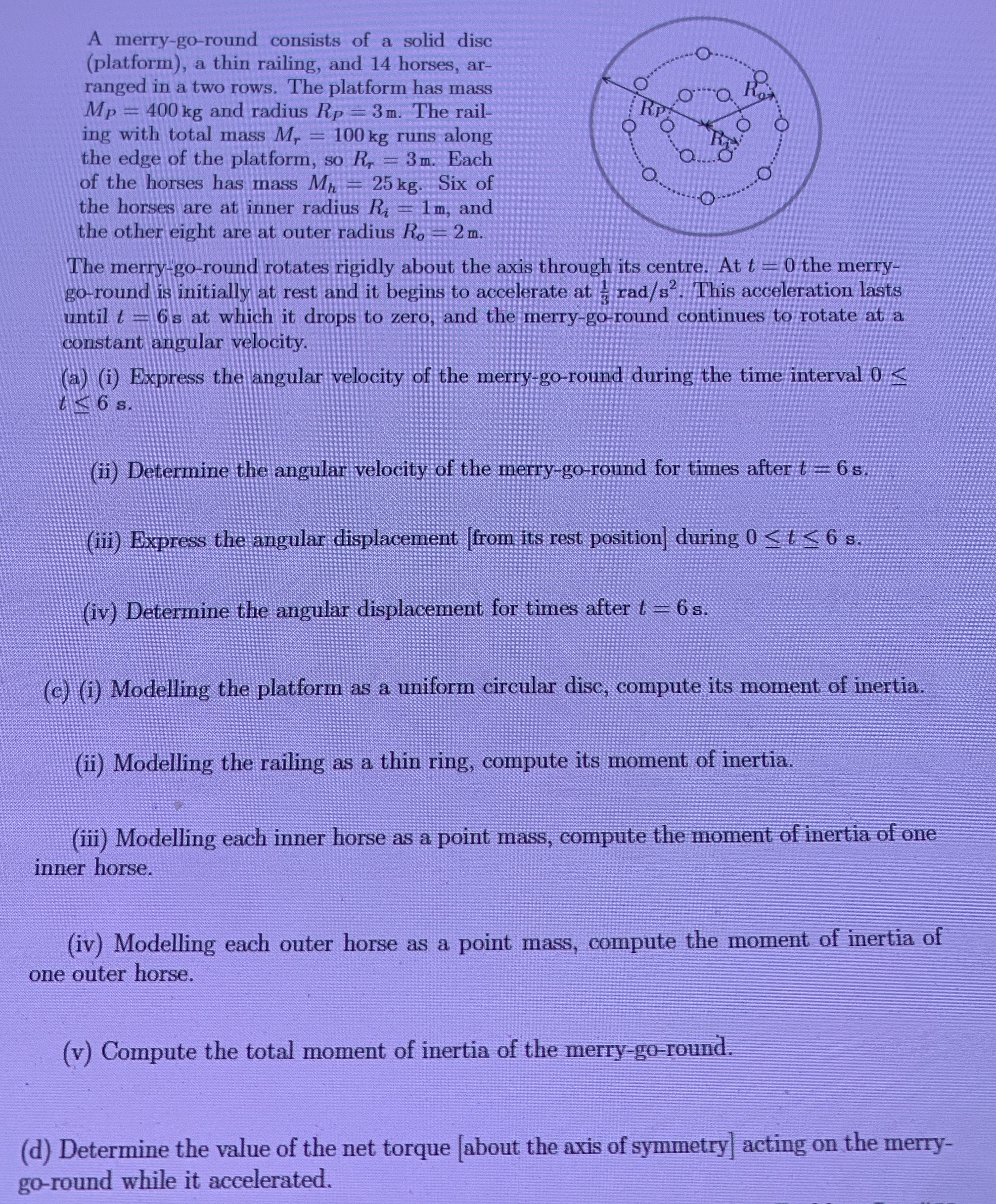 A merry - go - round consists of a solid disc (