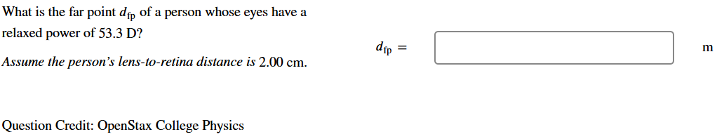 What is the far point \ ( d _ { \ mathrm { fp } }