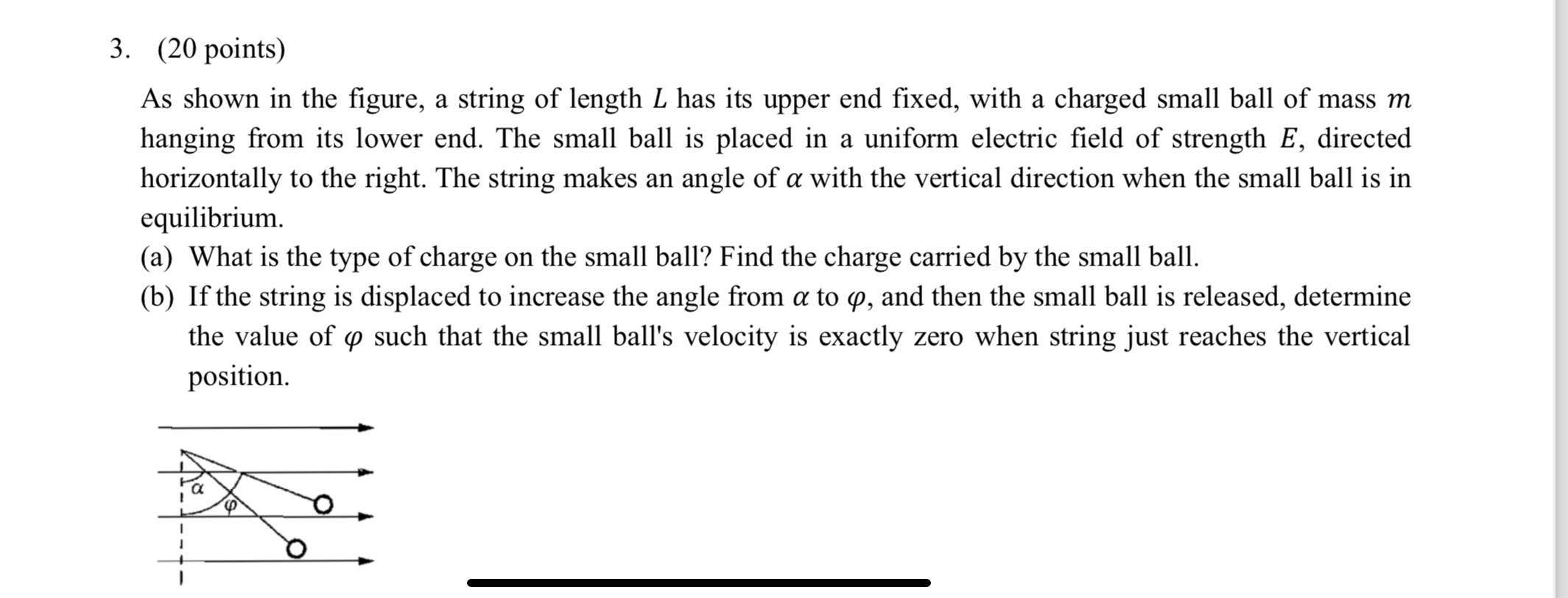 ( 2 0 points ) As shown in the figure, a string