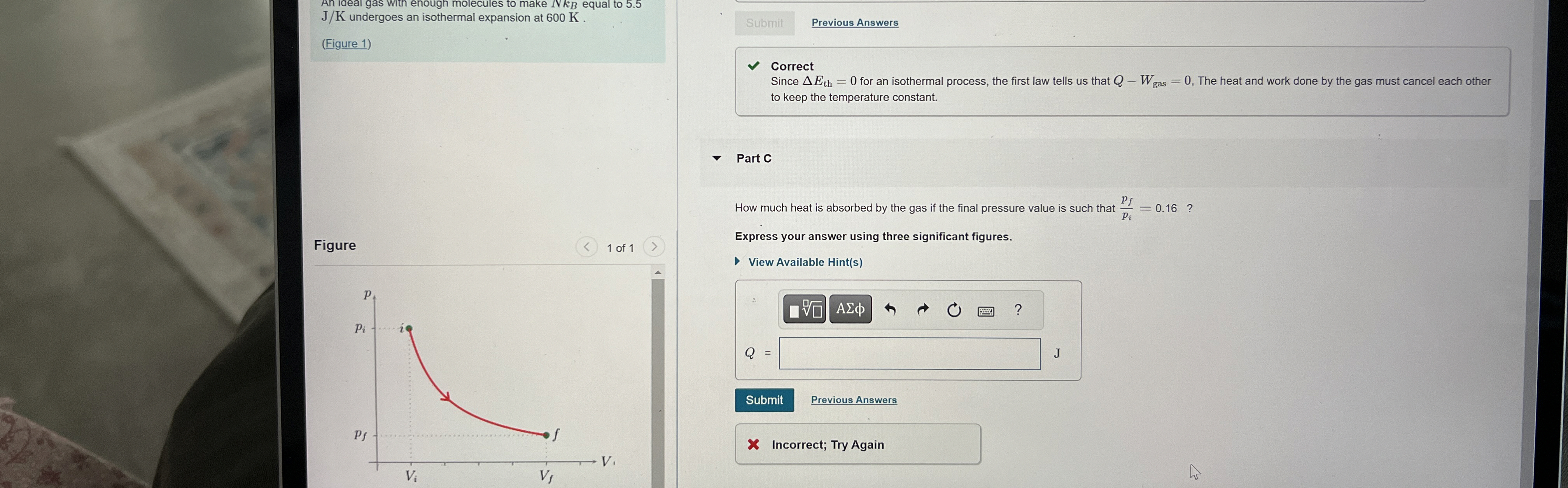 deal gas with enough molecules to make N k B