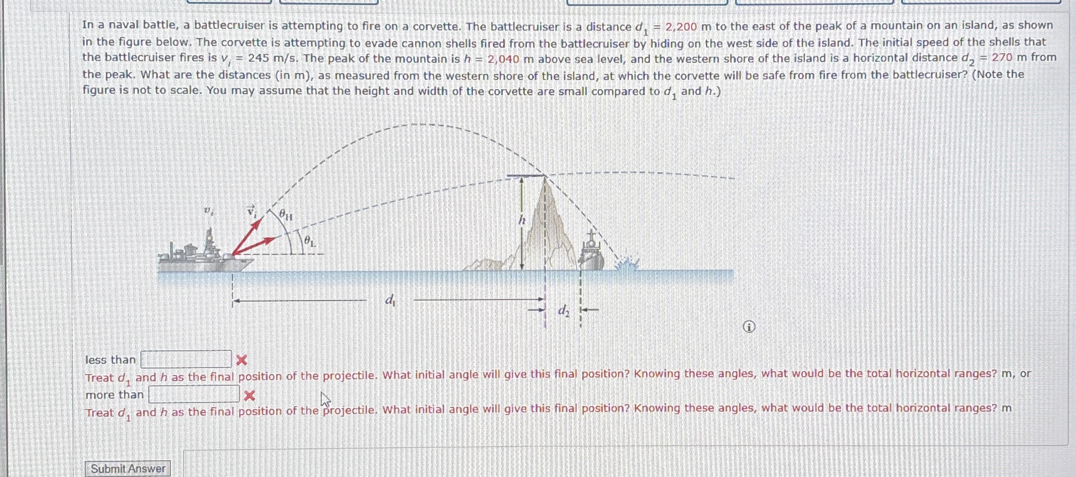 In a naval battle, a battlecruiser is attempting