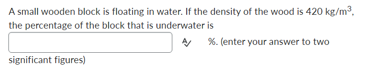 A small wooden block is floating in water. If the