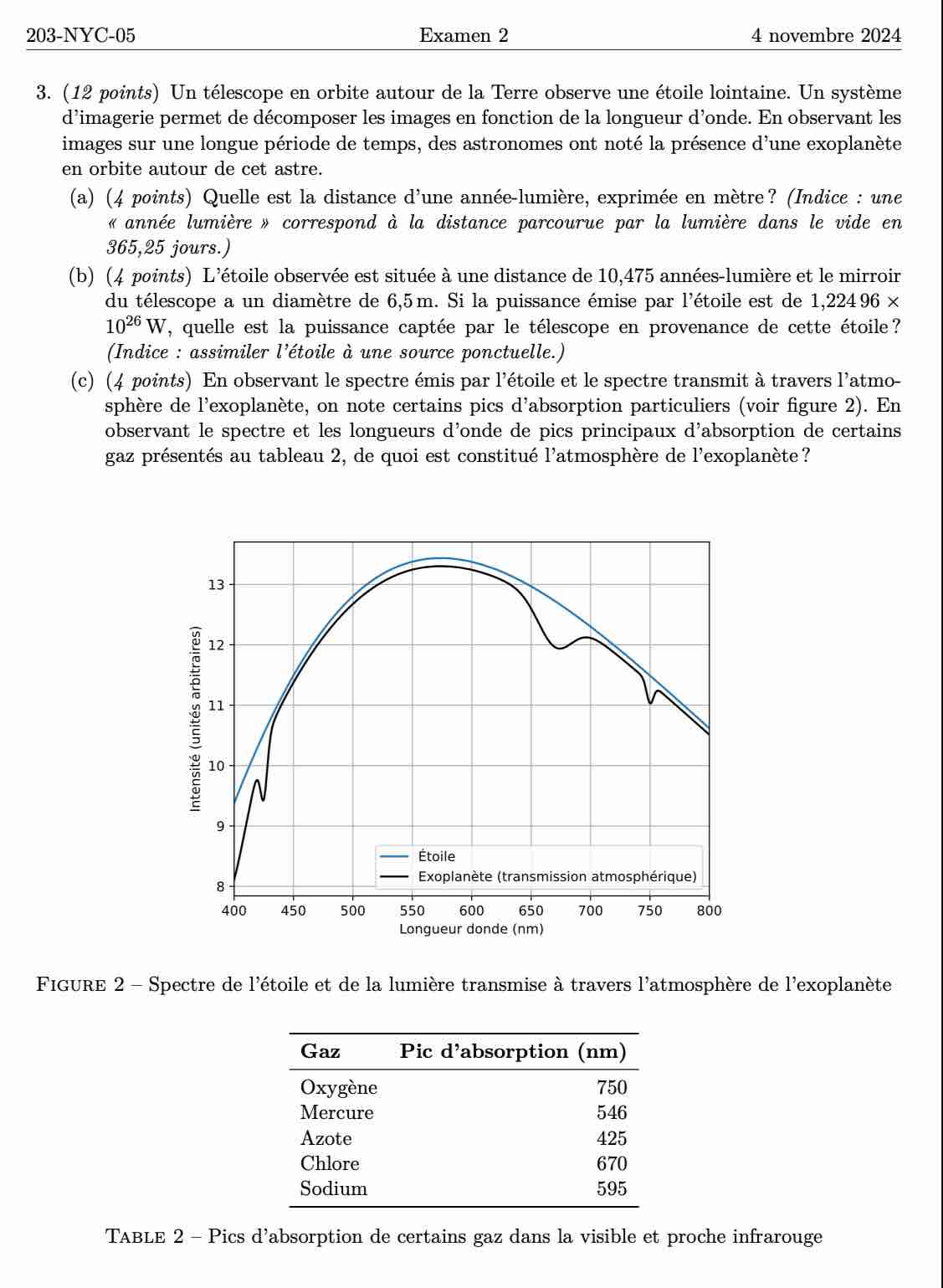 3 . ( 1 2 points ) Un t lescope en orbite autour