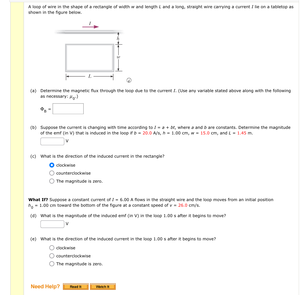 A loop of wire in the shape of a rectangle of