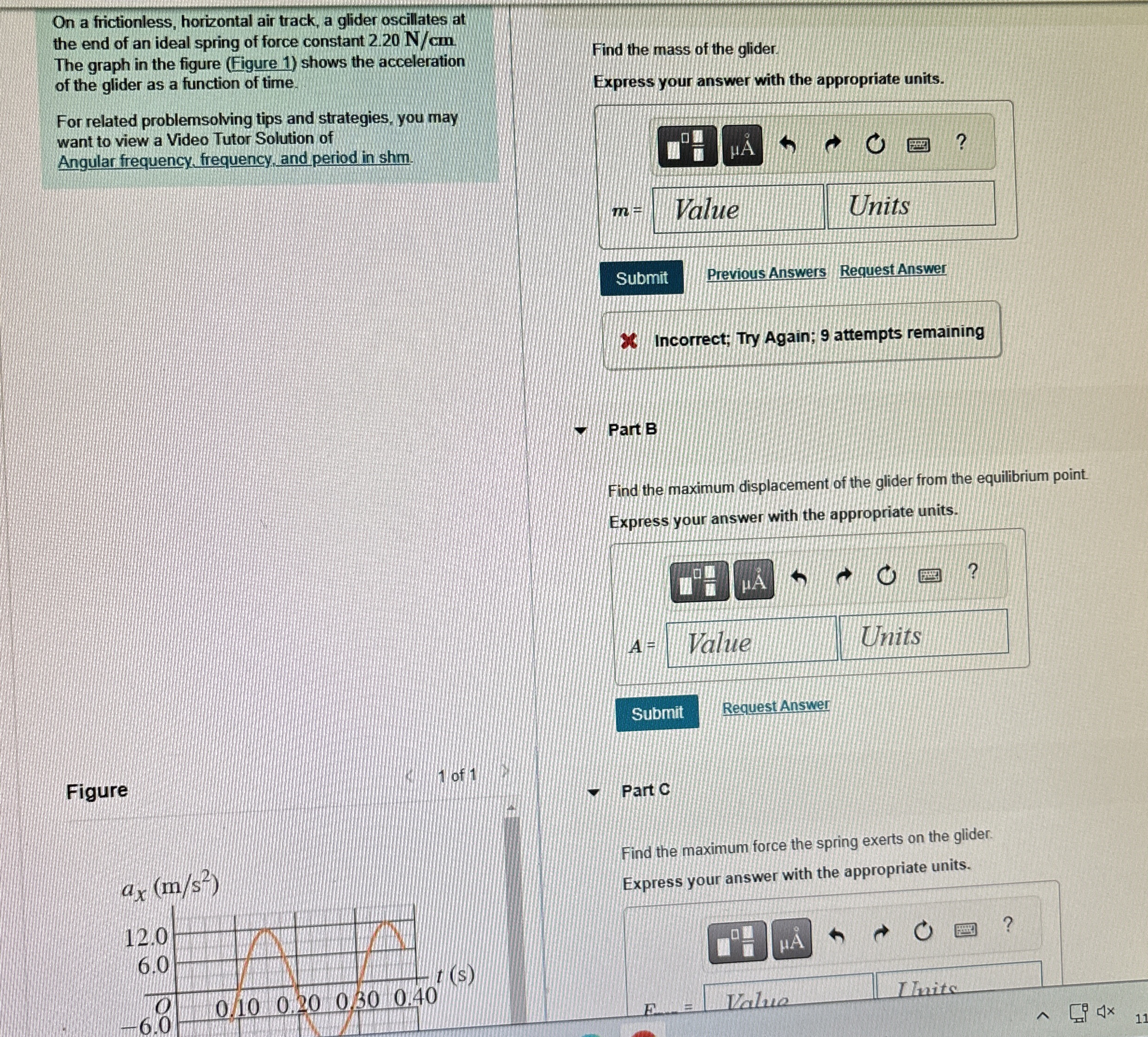 On a frictionless, horizontal air track, a glider