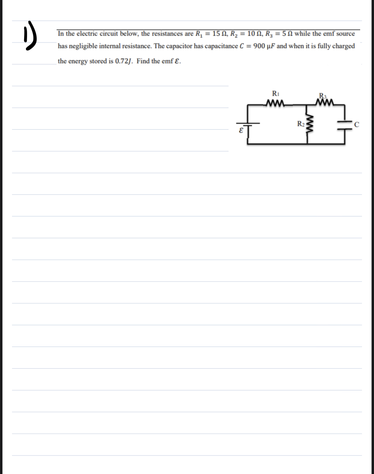 In the electric circuit below, the resistances
