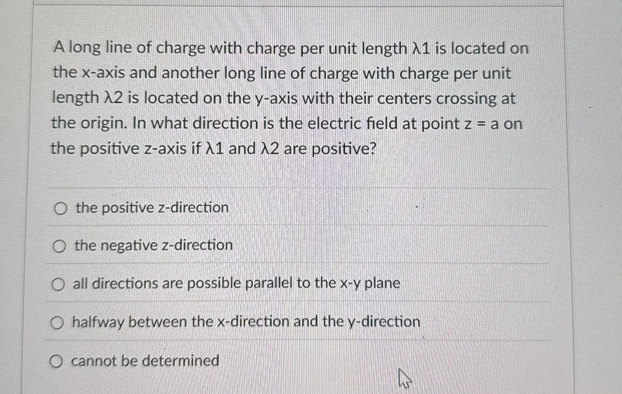 A long line of charge with charge per unit length