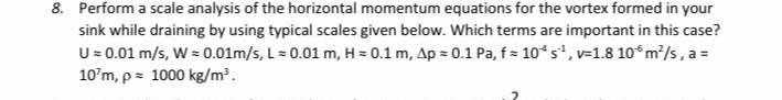 Perform a scale analysis of the horizontal