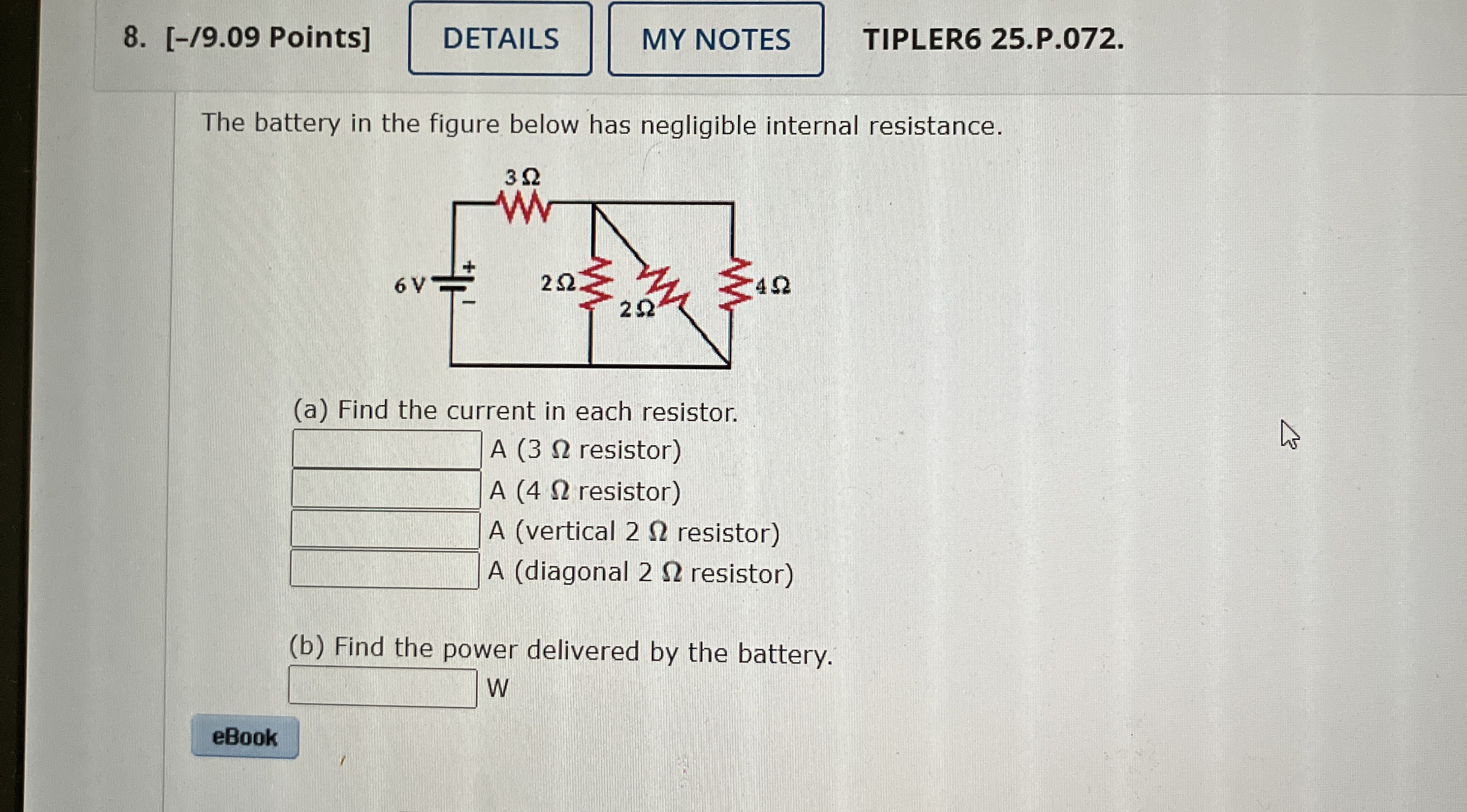 [ - / 9 . 0 9 Points ] TIPLER 6 2 5 . P . 0 7 2 .