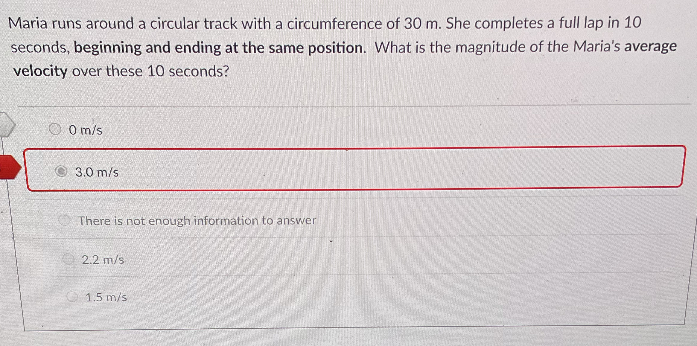 Maria runs around a circular track with a