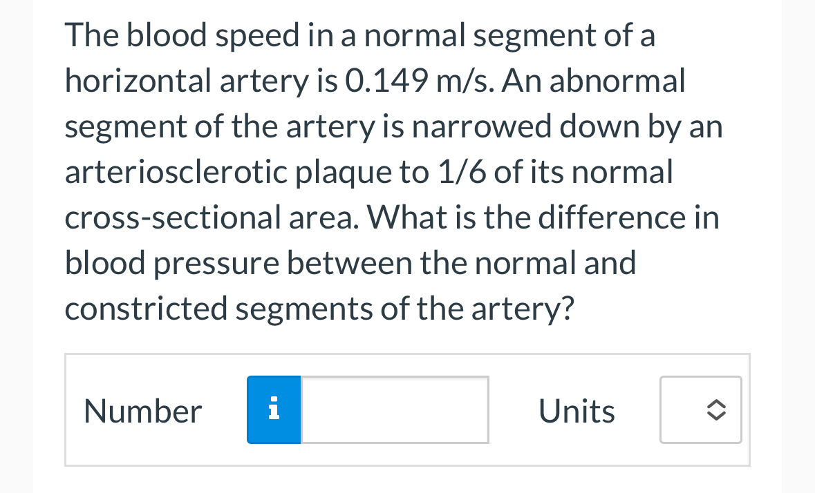 The blood speed in a normal segment of a