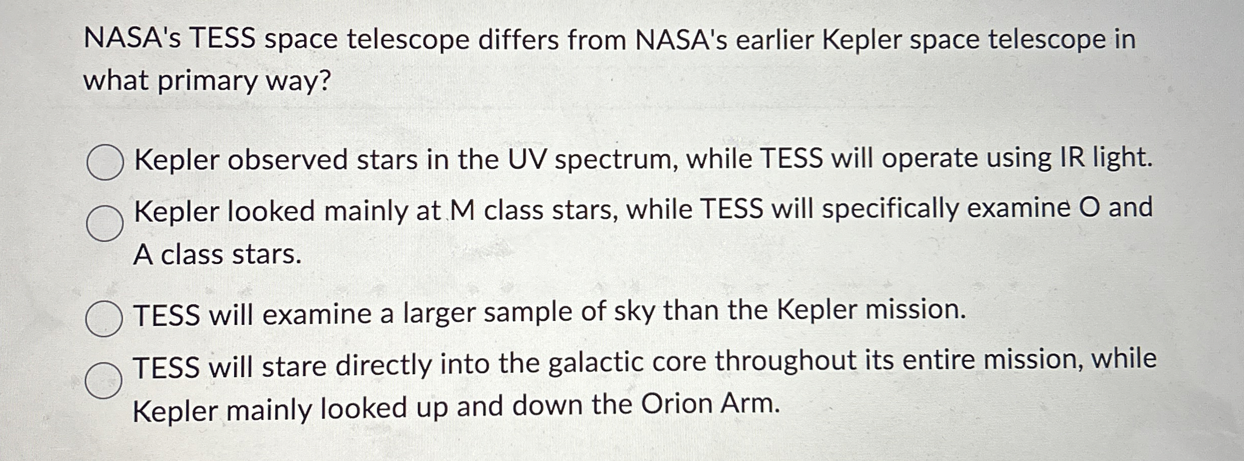NASA's TESS space telescope differs from NASA's
