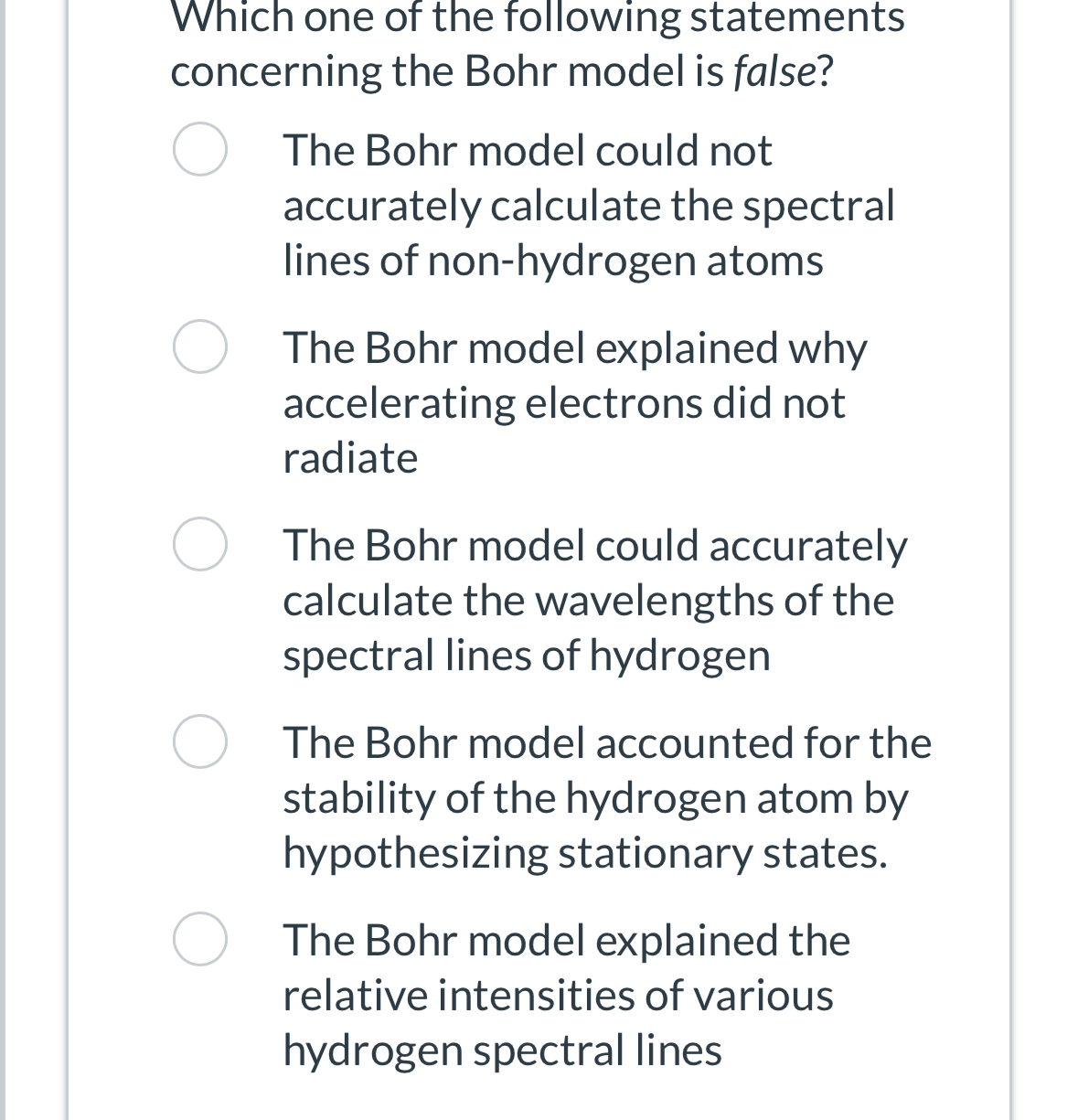 Which one of the following statements concerning