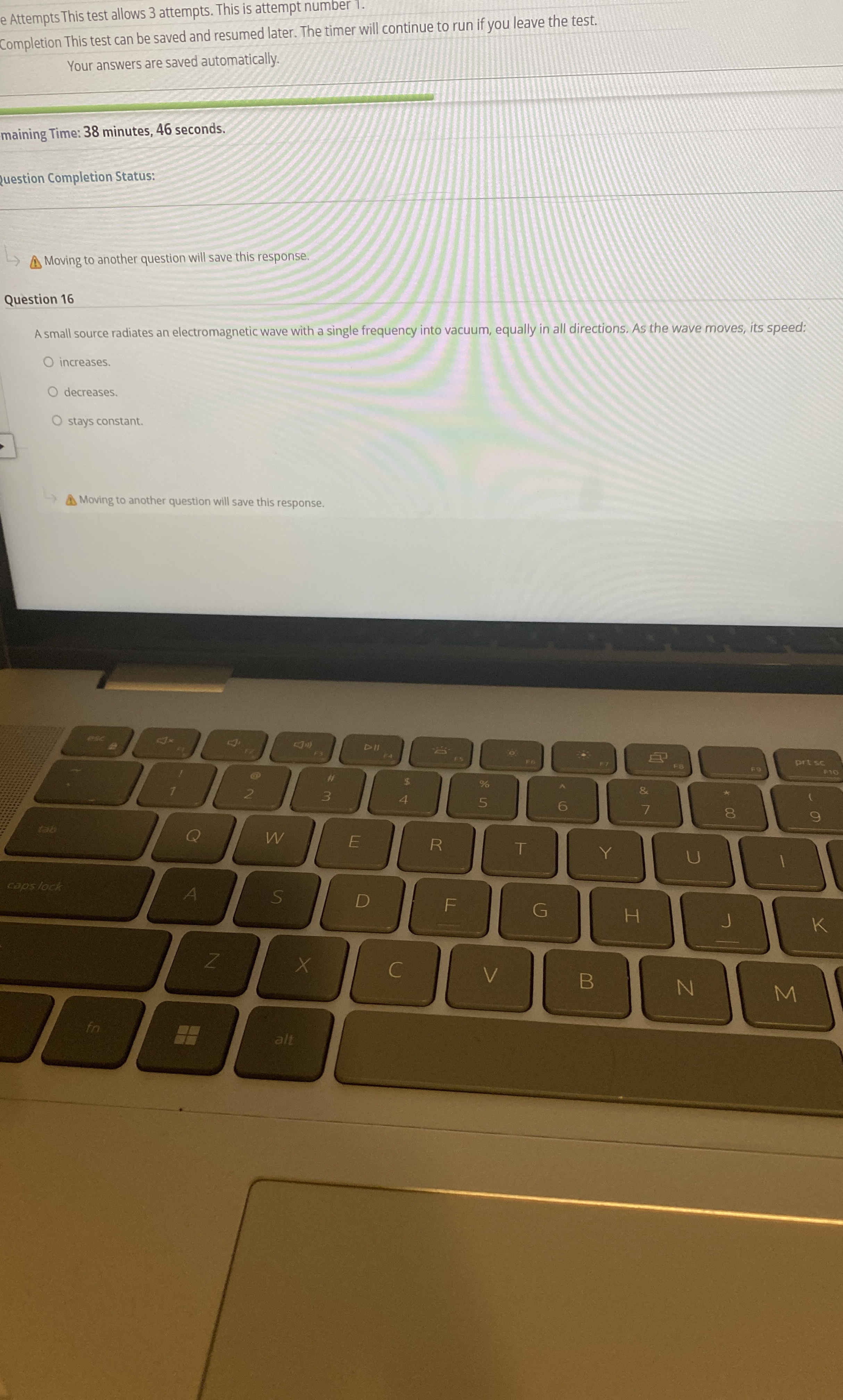 e Attempts This test allows 3 attempts. This is