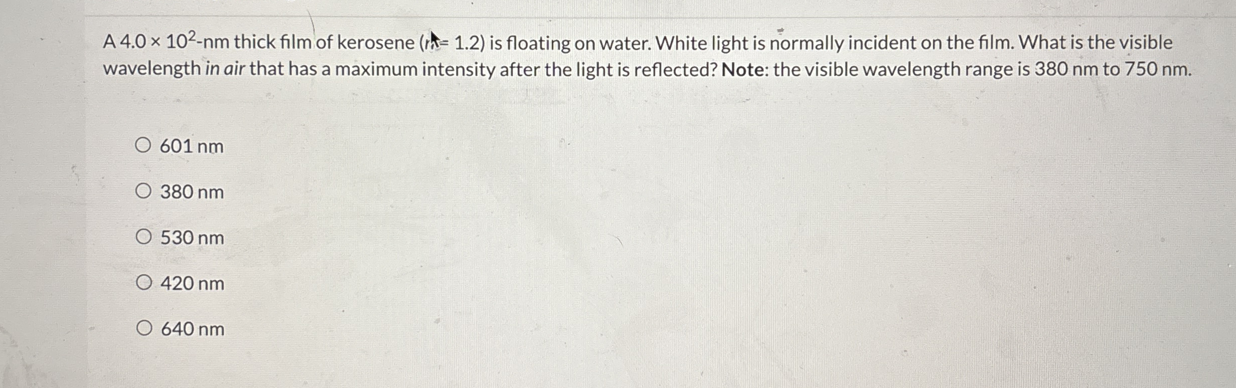 wavelength in air that has a maximum intensity
