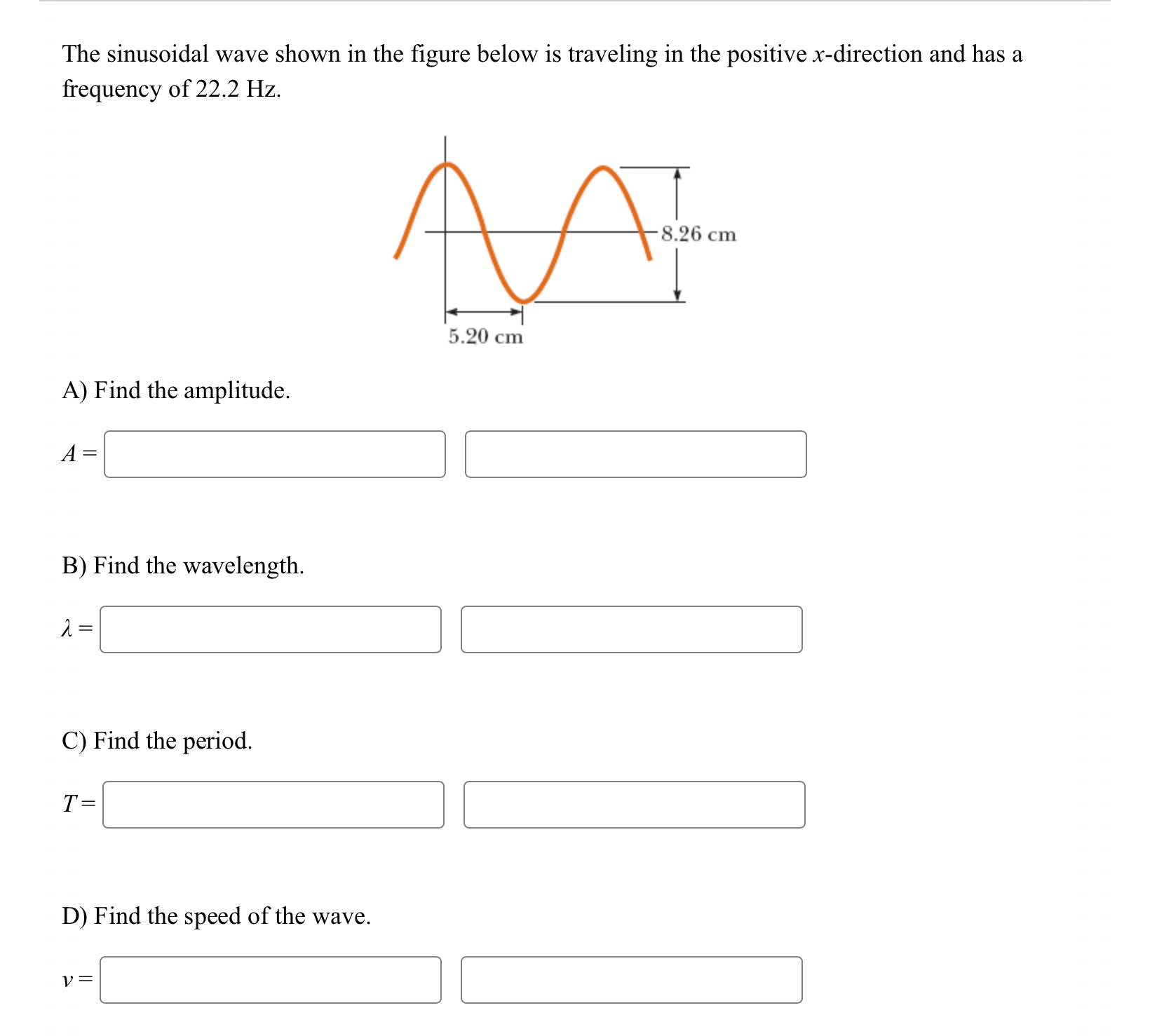 The sinusoidal wave shown in the figure below is