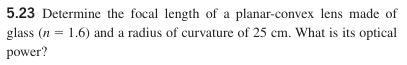 5 . 2 3 Determine the focal length of a planar -