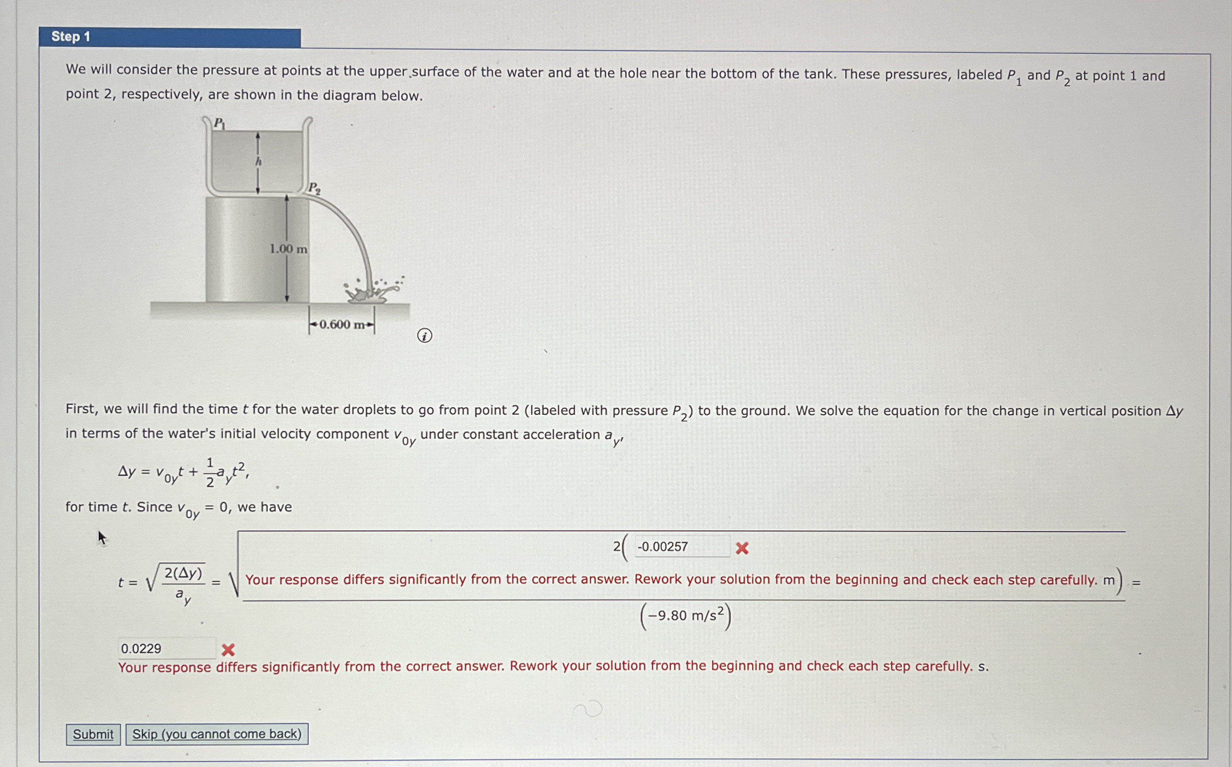 Step 1 We will consider the pressure at points at