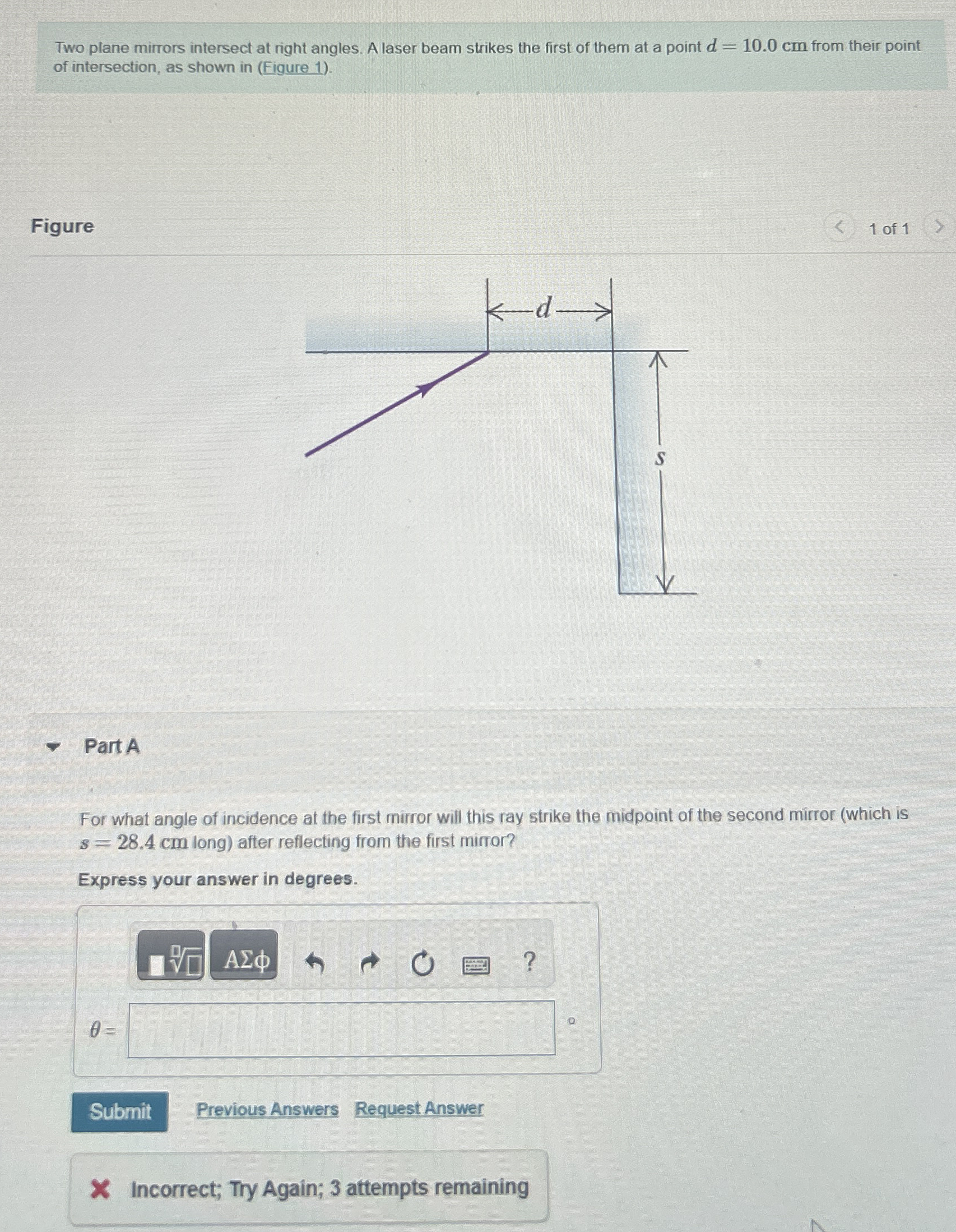 Two plane mirrors intersect at right angles. A