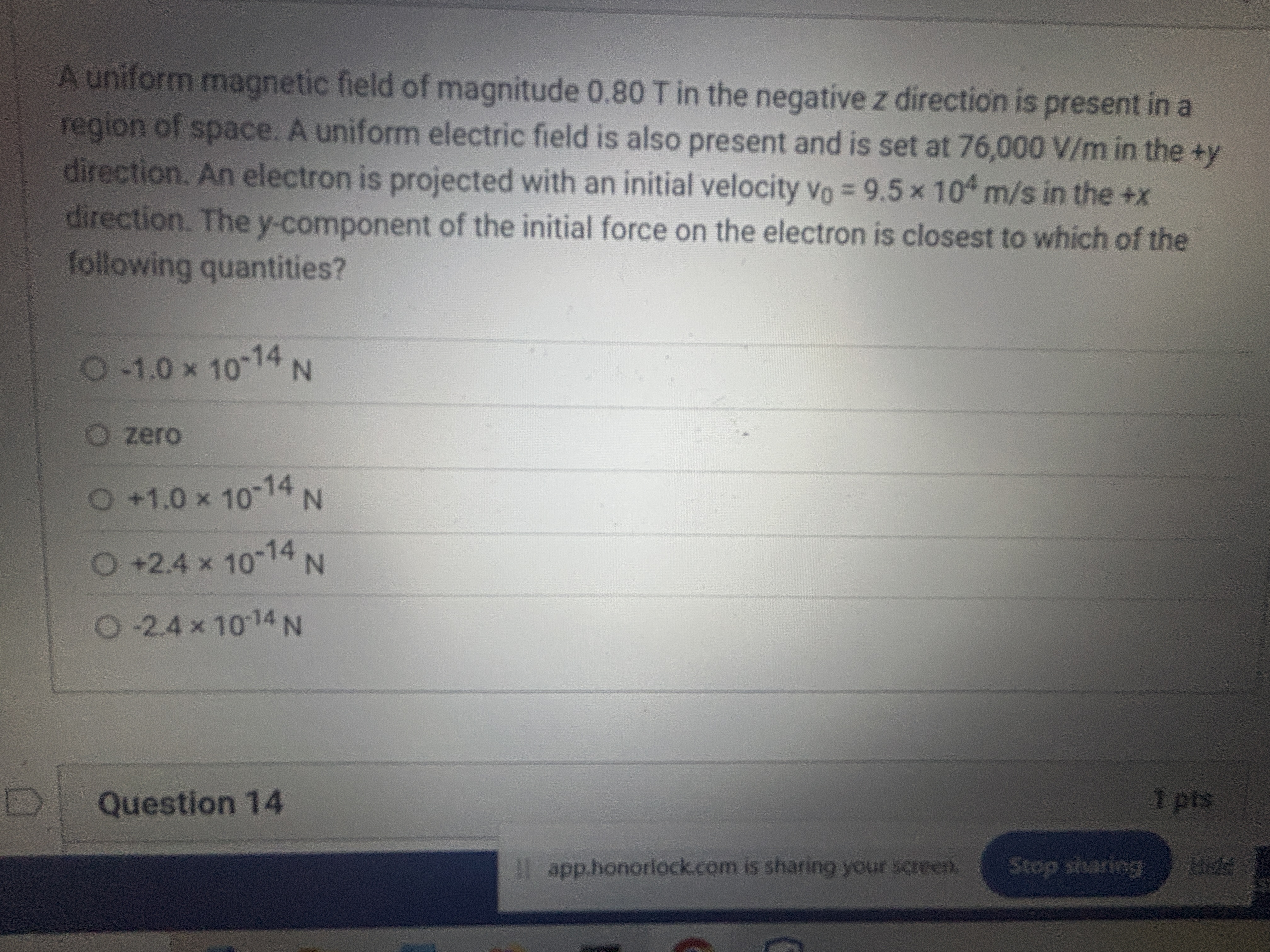 A uniform magnetic field of magnitude 0 . 8 0 T