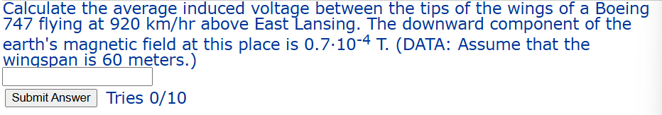 Calculate the average induced voltage between the