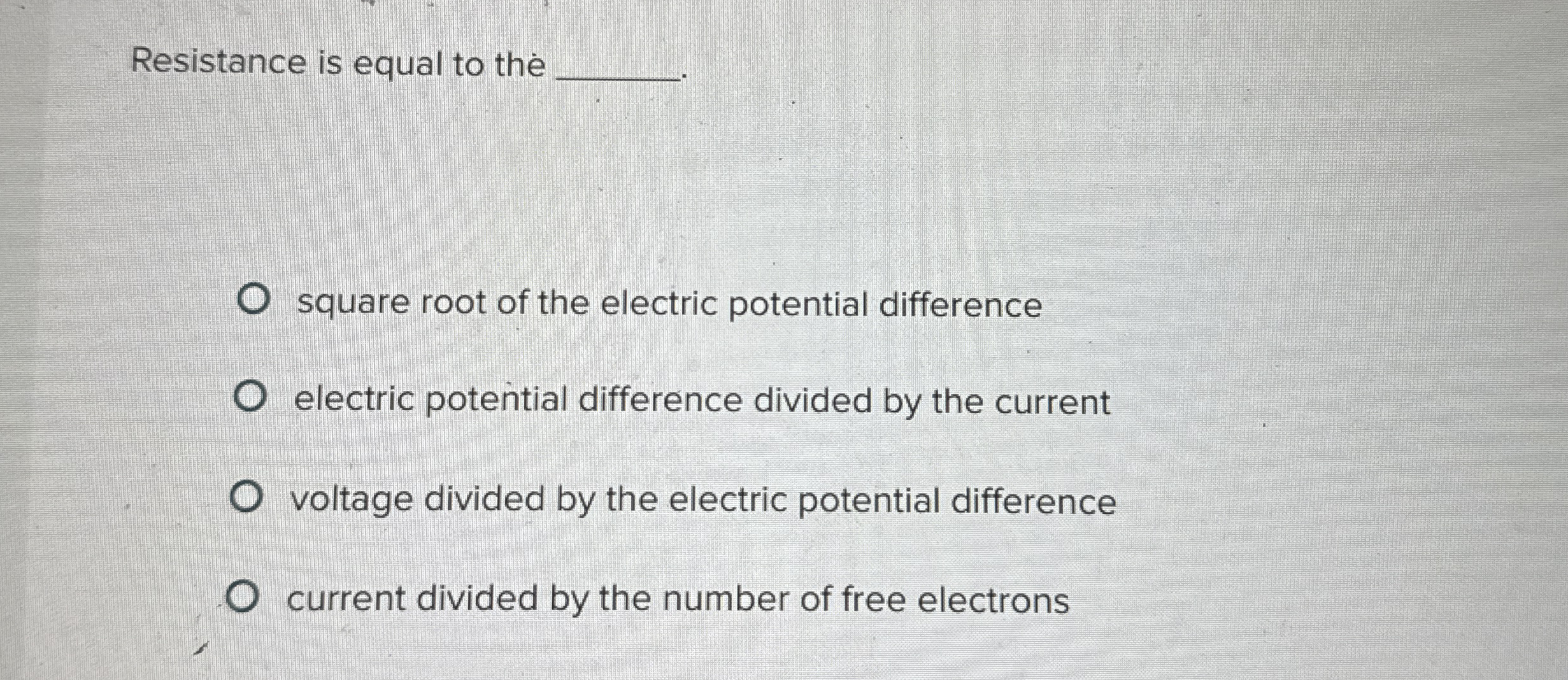 Resistance is equal to the square root of the