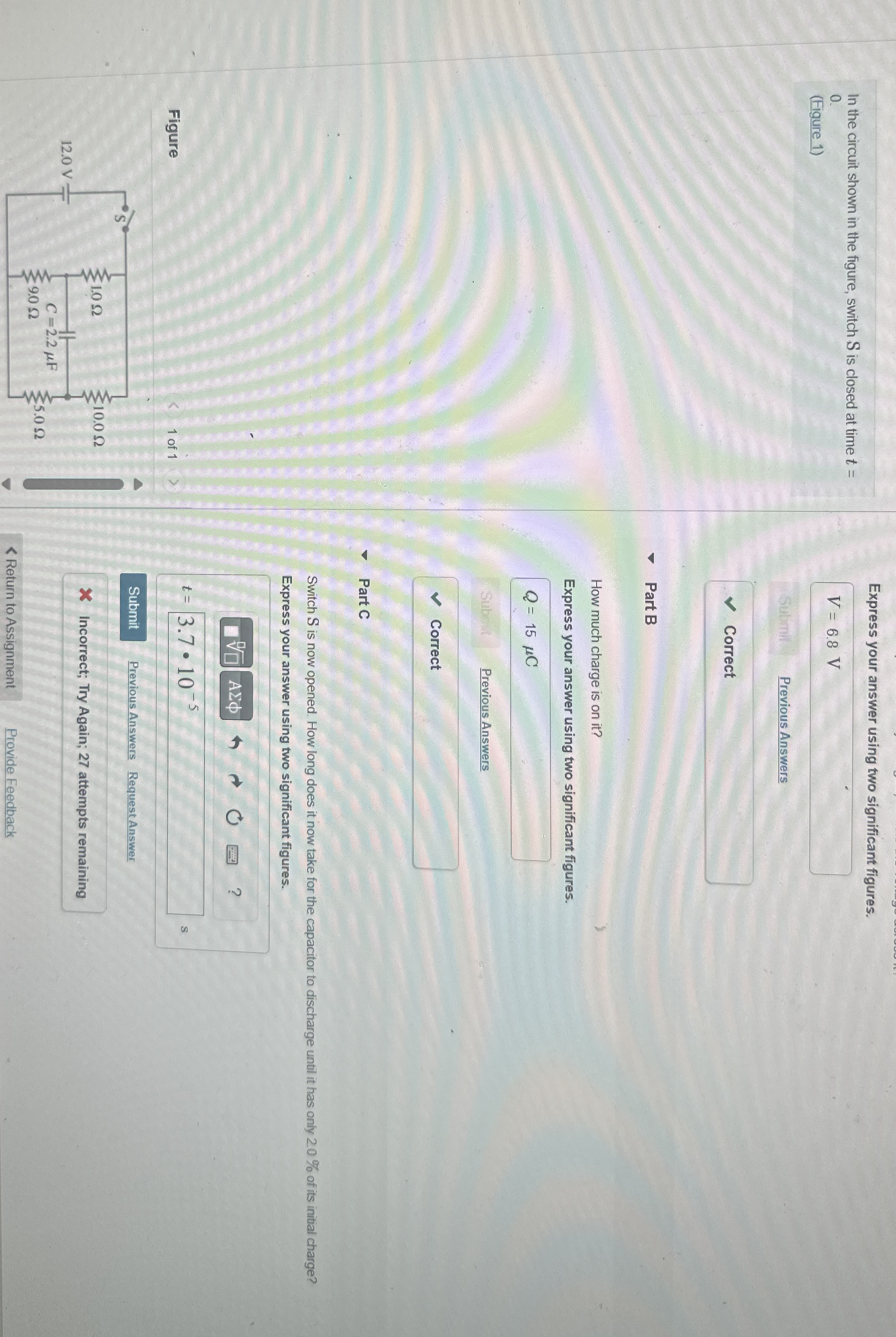 PART C please do In the circuit shown in the