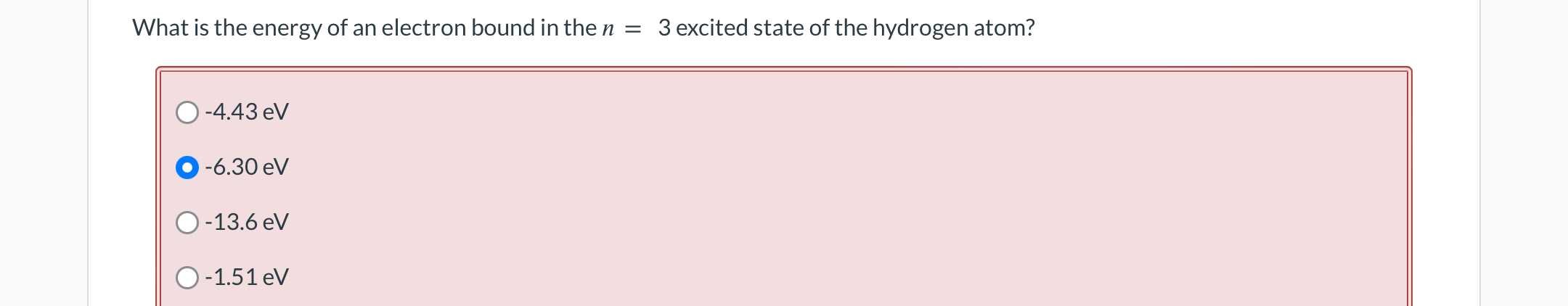 What is the energy of an electron bound in the n