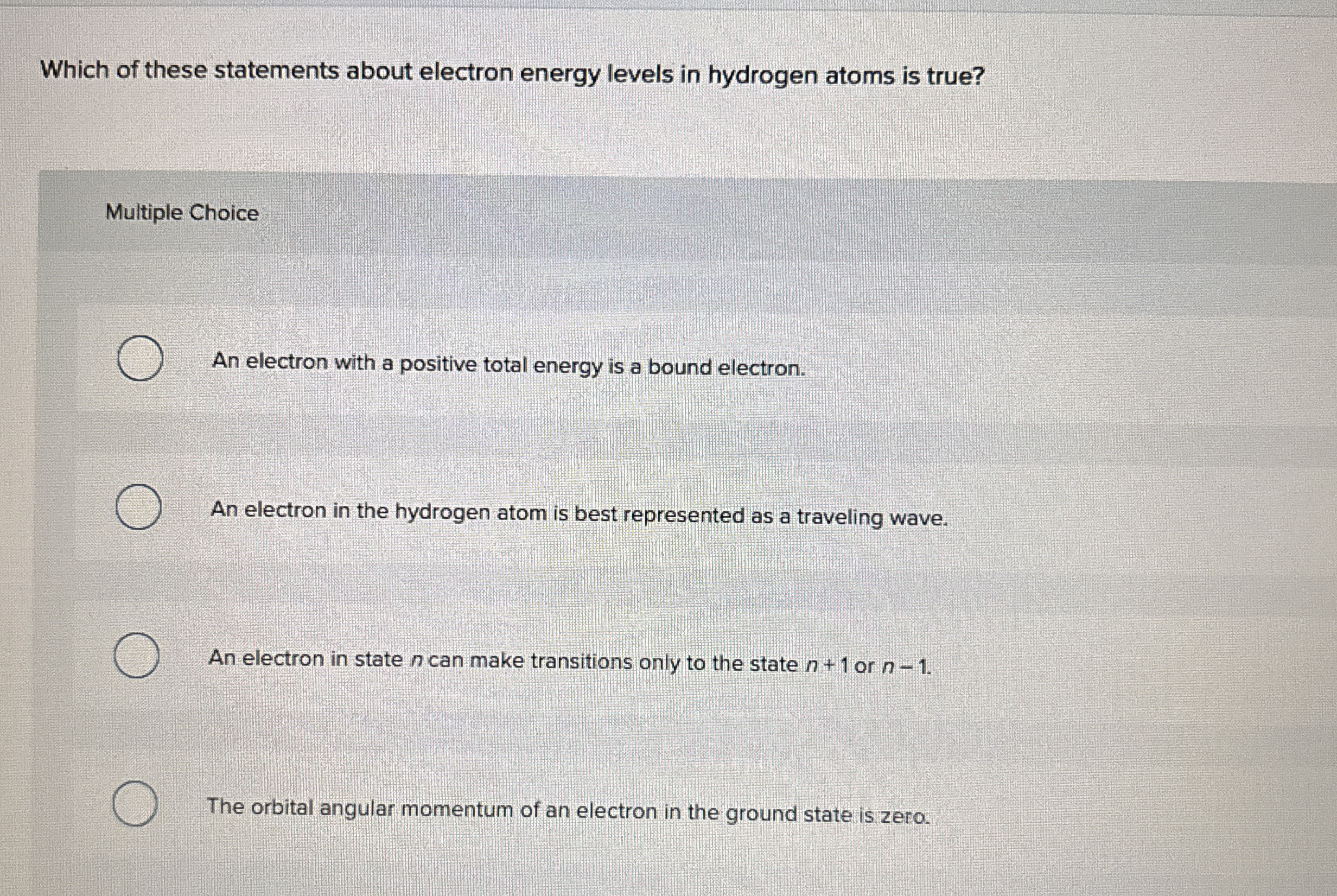 Which of these statements about electron energy