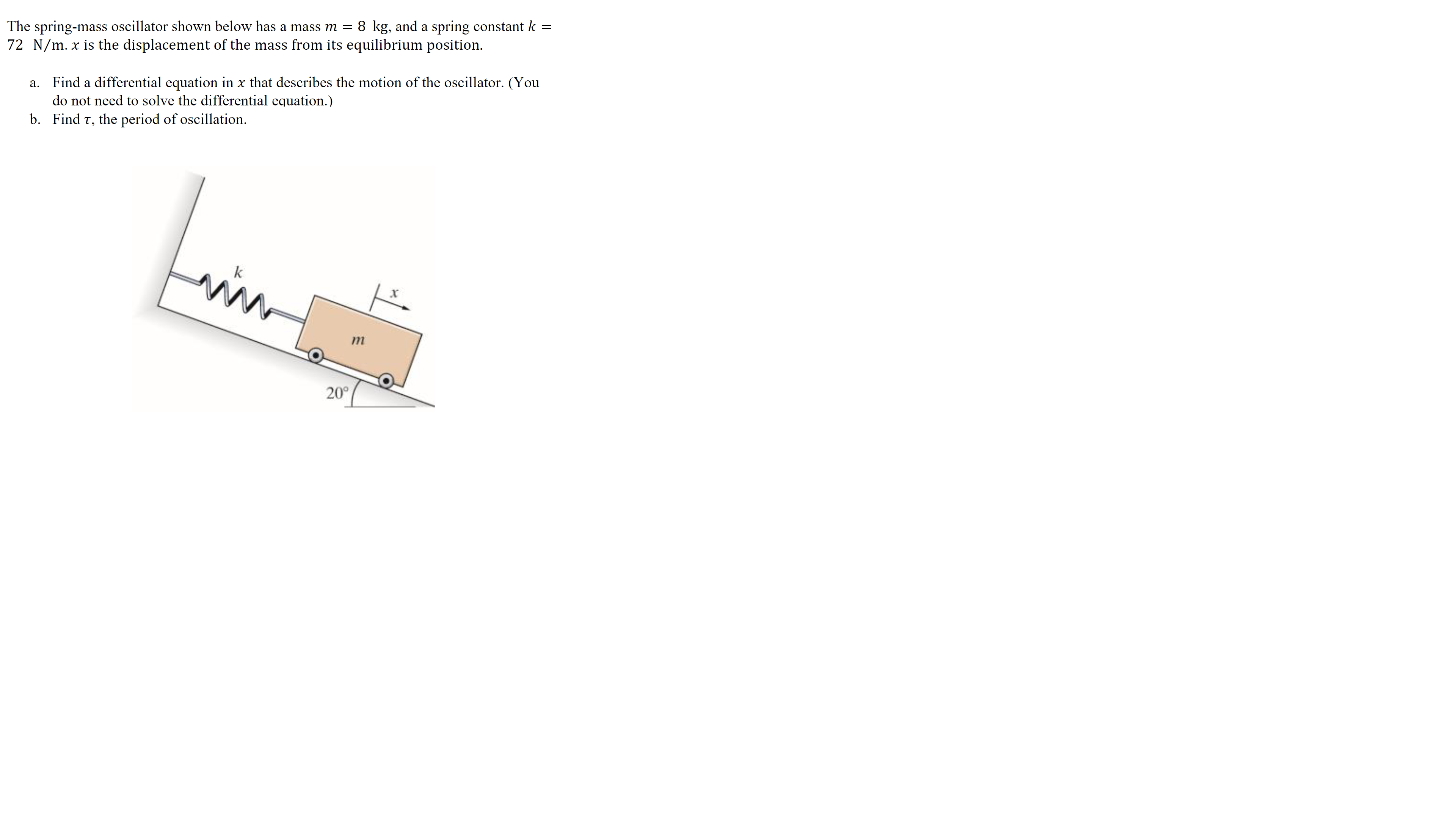 The spring - mass oscillator shown below has a